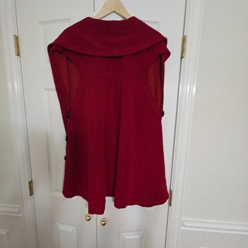 Soft Surroundings Cape Womens Large Red Knit Button Side Collared Open Front